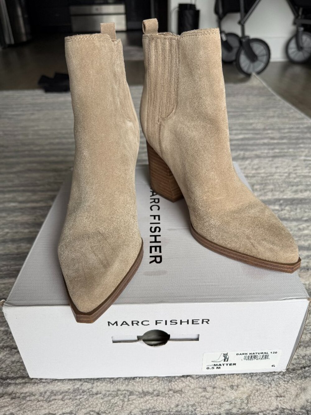 Marc Fisher Women's Matter Ankle Boot - Suede - Dark Natural Size 6.5